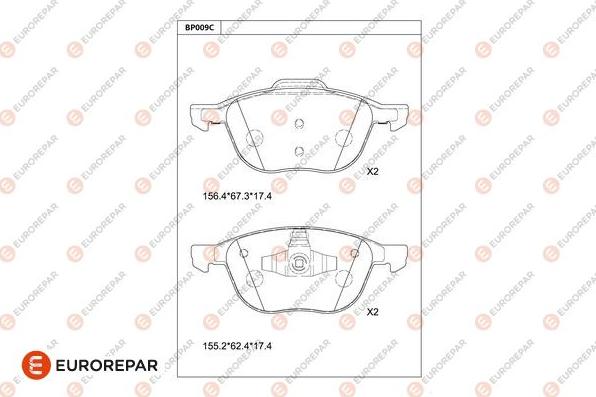 EUROREPAR 1681218180 - Тормозные колодки, дисковые, комплект autodnr.net