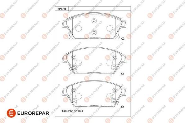 EUROREPAR 1681218680 - Гальмівні колодки, дискові гальма autocars.com.ua