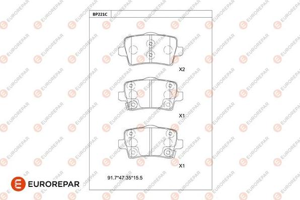 EUROREPAR 1681219780 - Гальмівні колодки, дискові гальма autocars.com.ua