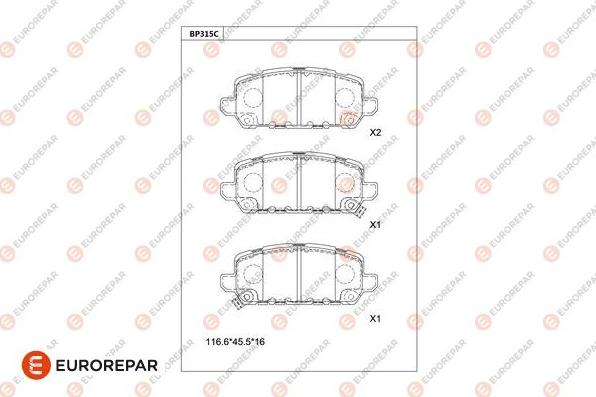 EUROREPAR 1681220080 - Тормозные колодки, дисковые, комплект autodnr.net