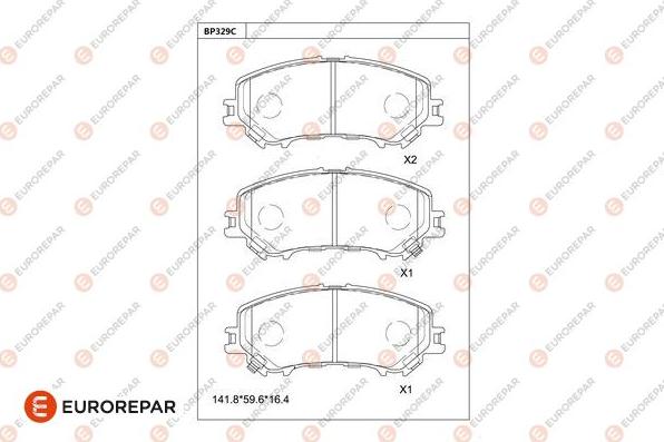 EUROREPAR 1681221380 - Тормозные колодки, дисковые, комплект avtokuzovplus.com.ua