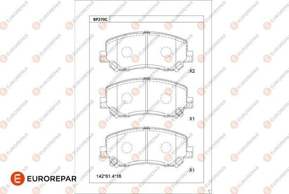 EUROREPAR 1681221480 - Тормозные колодки, дисковые, комплект avtokuzovplus.com.ua