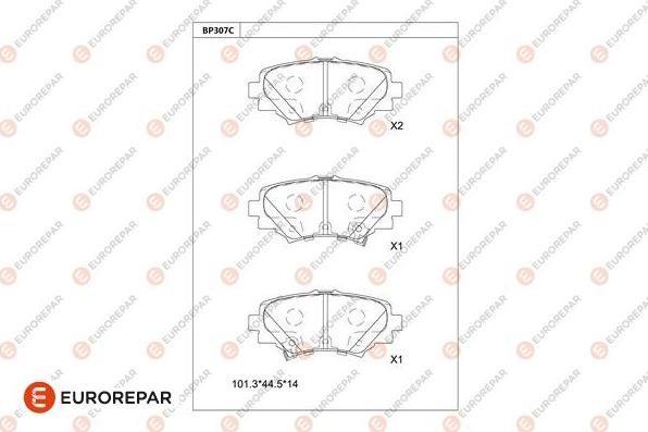 EUROREPAR 1681221580 - Тормозные колодки, дисковые, комплект avtokuzovplus.com.ua