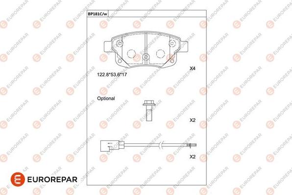 EUROREPAR 1681222580 - Гальмівні колодки, дискові гальма autocars.com.ua