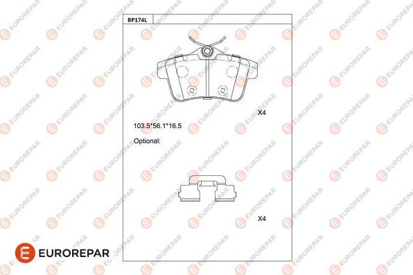 EUROREPAR 1681224180 - Тормозные колодки, дисковые, комплект autodnr.net