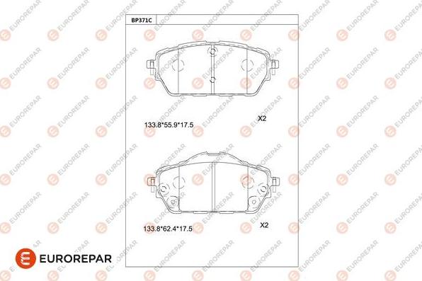 EUROREPAR 1681225380 - Гальмівні колодки, дискові гальма autocars.com.ua