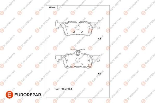 EUROREPAR 1681225680 - Тормозные колодки, дисковые, комплект avtokuzovplus.com.ua