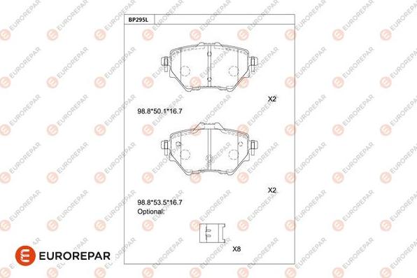 EUROREPAR 1681226180 - Тормозные колодки, дисковые, комплект avtokuzovplus.com.ua