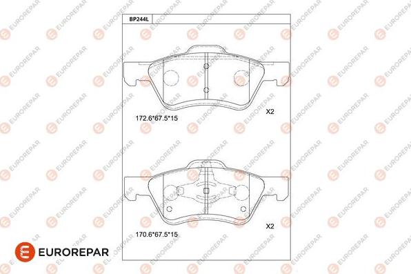 EUROREPAR 1681226280 - Тормозные колодки, дисковые, комплект autodnr.net