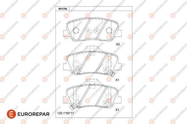 EUROREPAR 1681226580 - Гальмівні колодки, дискові гальма autocars.com.ua