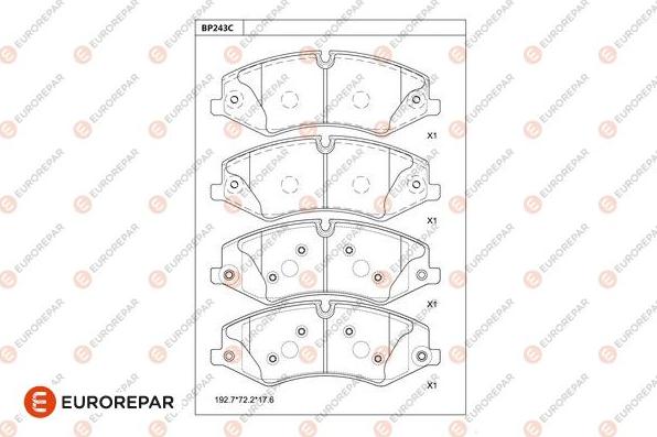 EUROREPAR 1681226980 - Тормозные колодки, дисковые, комплект avtokuzovplus.com.ua