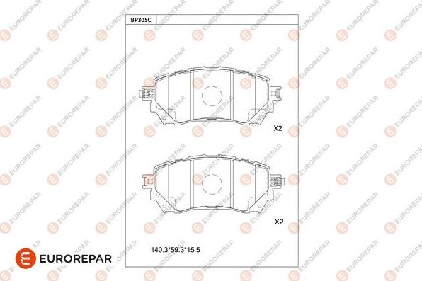 EUROREPAR 1681227180 - Тормозные колодки, дисковые, комплект avtokuzovplus.com.ua