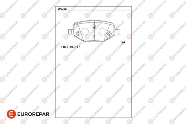 EUROREPAR 1681227480 - Тормозные колодки, дисковые, комплект autodnr.net