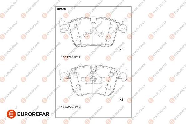 EUROREPAR 1681228580 - Гальмівні колодки, дискові гальма autocars.com.ua