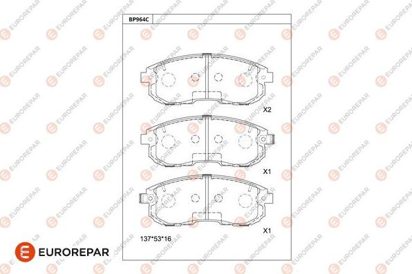 EUROREPAR 1681229080 - Тормозные колодки, дисковые, комплект avtokuzovplus.com.ua