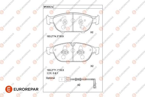 EUROREPAR 1681229380 - Тормозные колодки, дисковые, комплект avtokuzovplus.com.ua