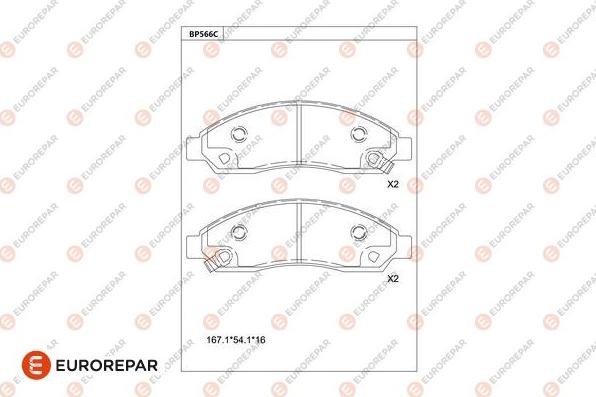 EUROREPAR 1681229880 - Гальмівні колодки, дискові гальма autocars.com.ua