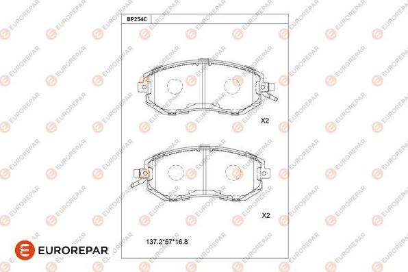 EUROREPAR 1681231080 - Тормозные колодки, дисковые, комплект autodnr.net