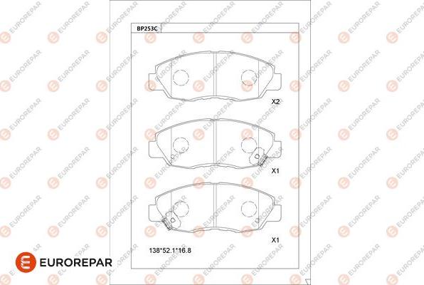 EUROREPAR 1681231380 - Тормозные колодки, дисковые, комплект autodnr.net