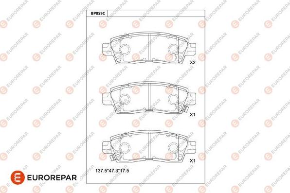 EUROREPAR 1681231480 - Гальмівні колодки, дискові гальма autocars.com.ua