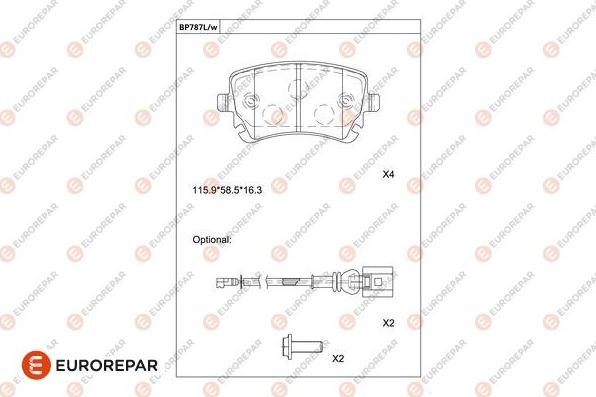 EUROREPAR 1681232080 - Гальмівні колодки, дискові гальма autocars.com.ua