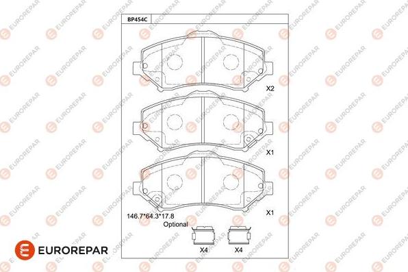 EUROREPAR 1681232880 - Тормозные колодки, дисковые, комплект autodnr.net