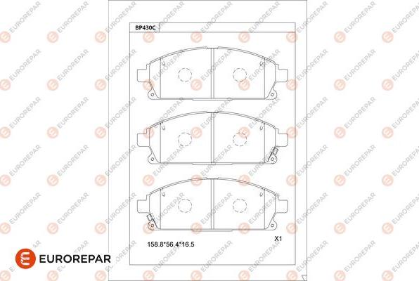 EUROREPAR 1681233380 - Тормозные колодки, дисковые, комплект avtokuzovplus.com.ua