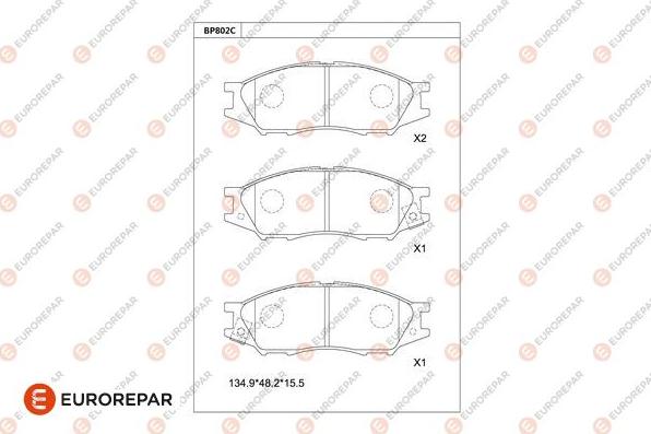 EUROREPAR 1681233780 - Тормозные колодки, дисковые, комплект avtokuzovplus.com.ua