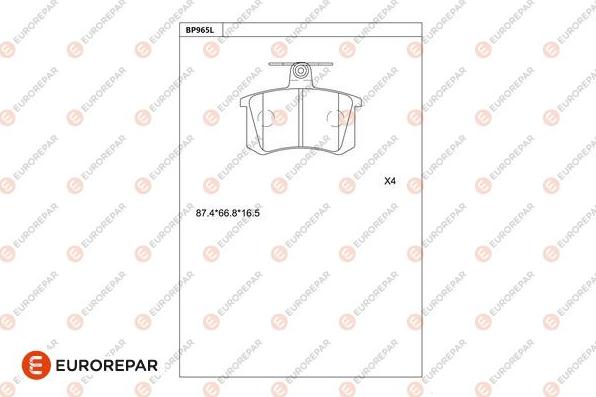 EUROREPAR 1681235180 - Тормозные колодки, дисковые, комплект avtokuzovplus.com.ua