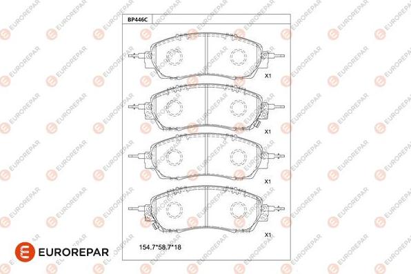 EUROREPAR 1681235980 - Гальмівні колодки, дискові гальма autocars.com.ua