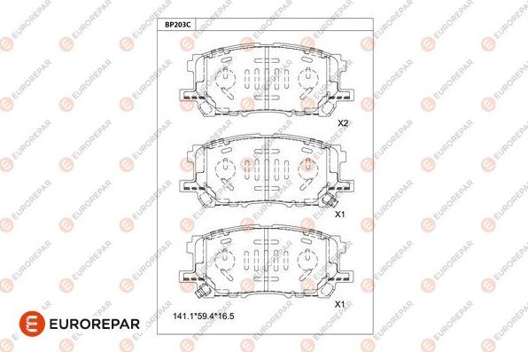 EUROREPAR 1681236680 - Гальмівні колодки, дискові гальма autocars.com.ua