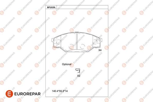 EUROREPAR 1681237580 - Тормозные колодки, дисковые, комплект avtokuzovplus.com.ua