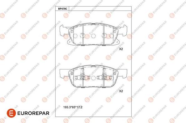 EUROREPAR 1681237980 - Тормозные колодки, дисковые, комплект avtokuzovplus.com.ua