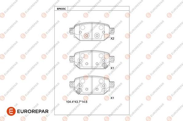 EUROREPAR 1681238580 - Тормозные колодки, дисковые, комплект autodnr.net