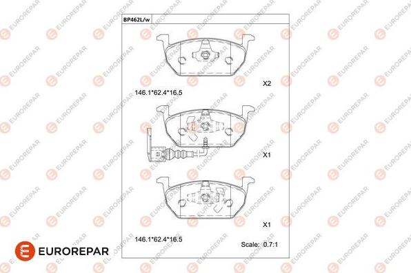 EUROREPAR 1681239080 - Тормозные колодки, дисковые, комплект avtokuzovplus.com.ua