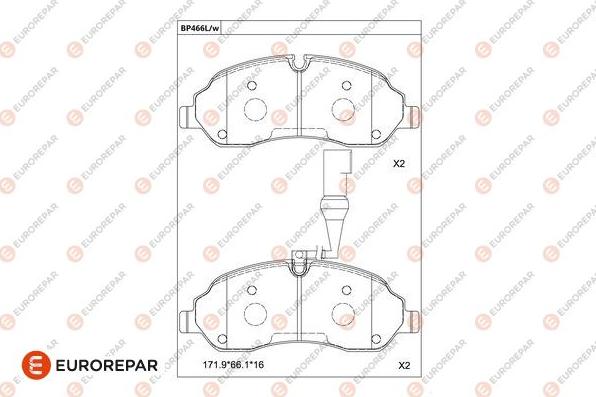 EUROREPAR 1681240180 - Тормозные колодки, дисковые, комплект avtokuzovplus.com.ua