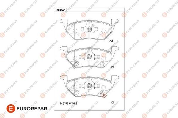 EUROREPAR 1681241280 - Гальмівні колодки, дискові гальма autocars.com.ua