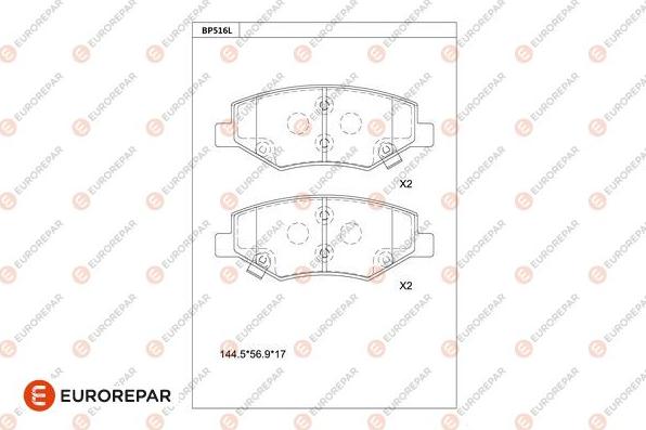 EUROREPAR 1681241380 - Гальмівні колодки, дискові гальма autocars.com.ua