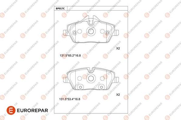 EUROREPAR 1681241580 - Тормозные колодки, дисковые, комплект avtokuzovplus.com.ua