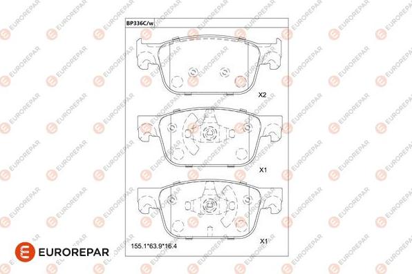 EUROREPAR 1681244080 - Тормозные колодки, дисковые, комплект avtokuzovplus.com.ua