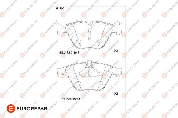 EUROREPAR 1681246180 - Гальмівні колодки, дискові гальма autocars.com.ua