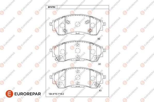 EUROREPAR 1681246880 - Гальмівні колодки, дискові гальма autocars.com.ua