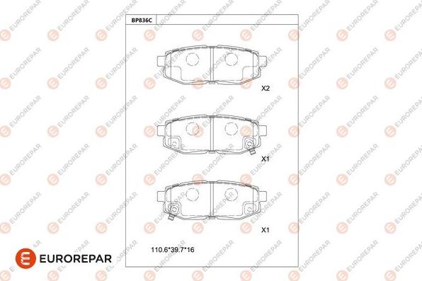 EUROREPAR 1681247380 - Гальмівні колодки, дискові гальма autocars.com.ua