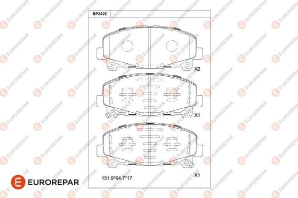 EUROREPAR 1681247880 - Тормозные колодки, дисковые, комплект avtokuzovplus.com.ua