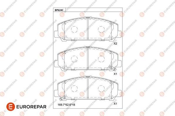 EUROREPAR 1681249280 - Тормозные колодки, дисковые, комплект avtokuzovplus.com.ua