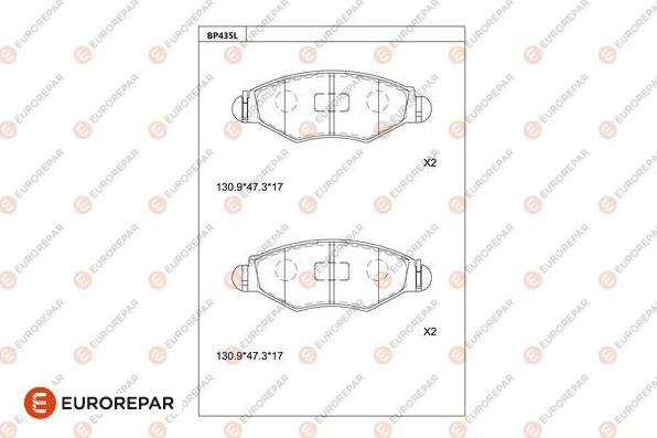 EUROREPAR 1681249580 - Тормозные колодки, дисковые, комплект avtokuzovplus.com.ua