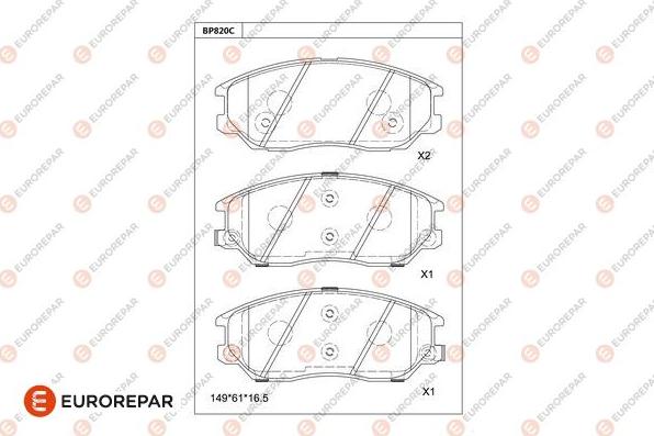 EUROREPAR 1681250380 - Тормозные колодки, дисковые, комплект autodnr.net