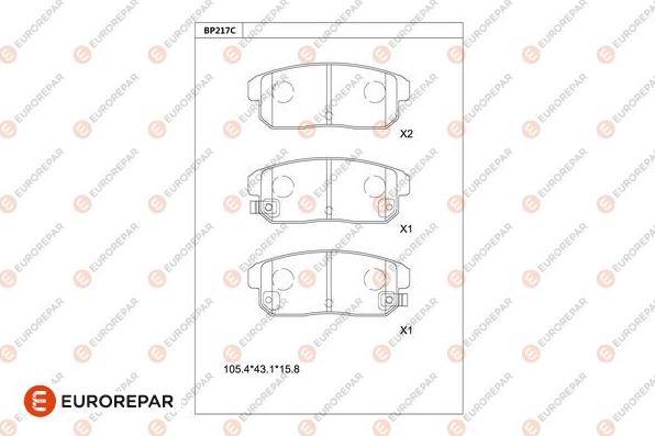 EUROREPAR 1681251380 - Тормозные колодки, дисковые, комплект avtokuzovplus.com.ua