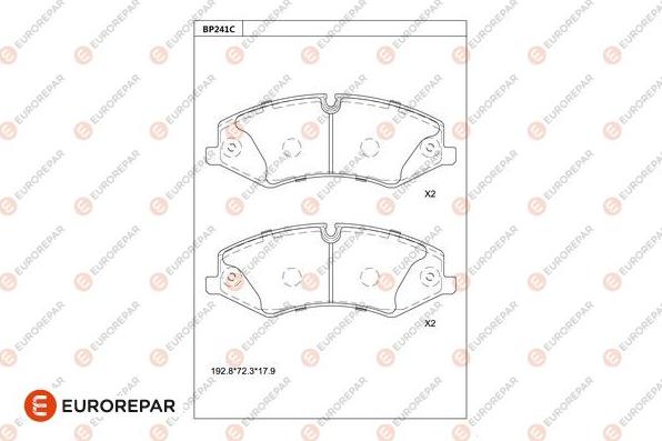 EUROREPAR 1681251480 - Тормозные колодки, дисковые, комплект avtokuzovplus.com.ua