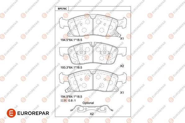 EUROREPAR 1681251580 - Тормозные колодки, дисковые, комплект avtokuzovplus.com.ua